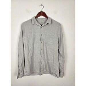 OuterKnown Men's Large Grey Cotton Linen Blend Long Sleeve Button Up Shirt